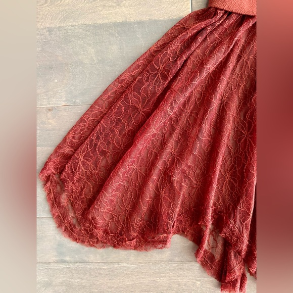 NWT Free People Two For One Sheer Lace Bottom Skirt-Red Rust - Picture 5 of 12